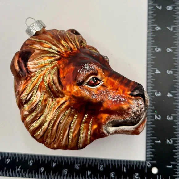 Majestic Lion Head - Slavic Treasures Poland Hand Blown Ornament, Handmade - Picture 2 of 7